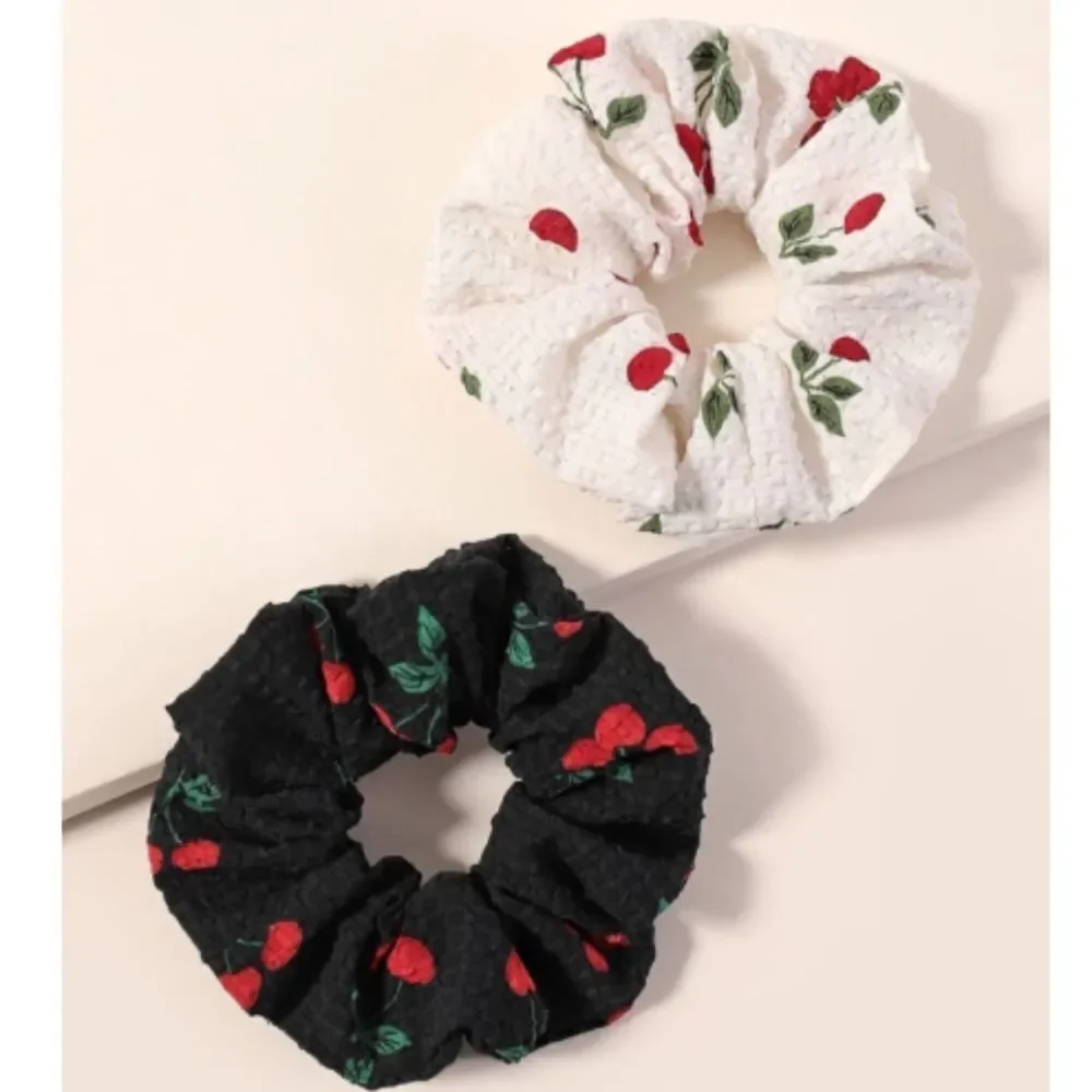 Cherry Print Scrunchies